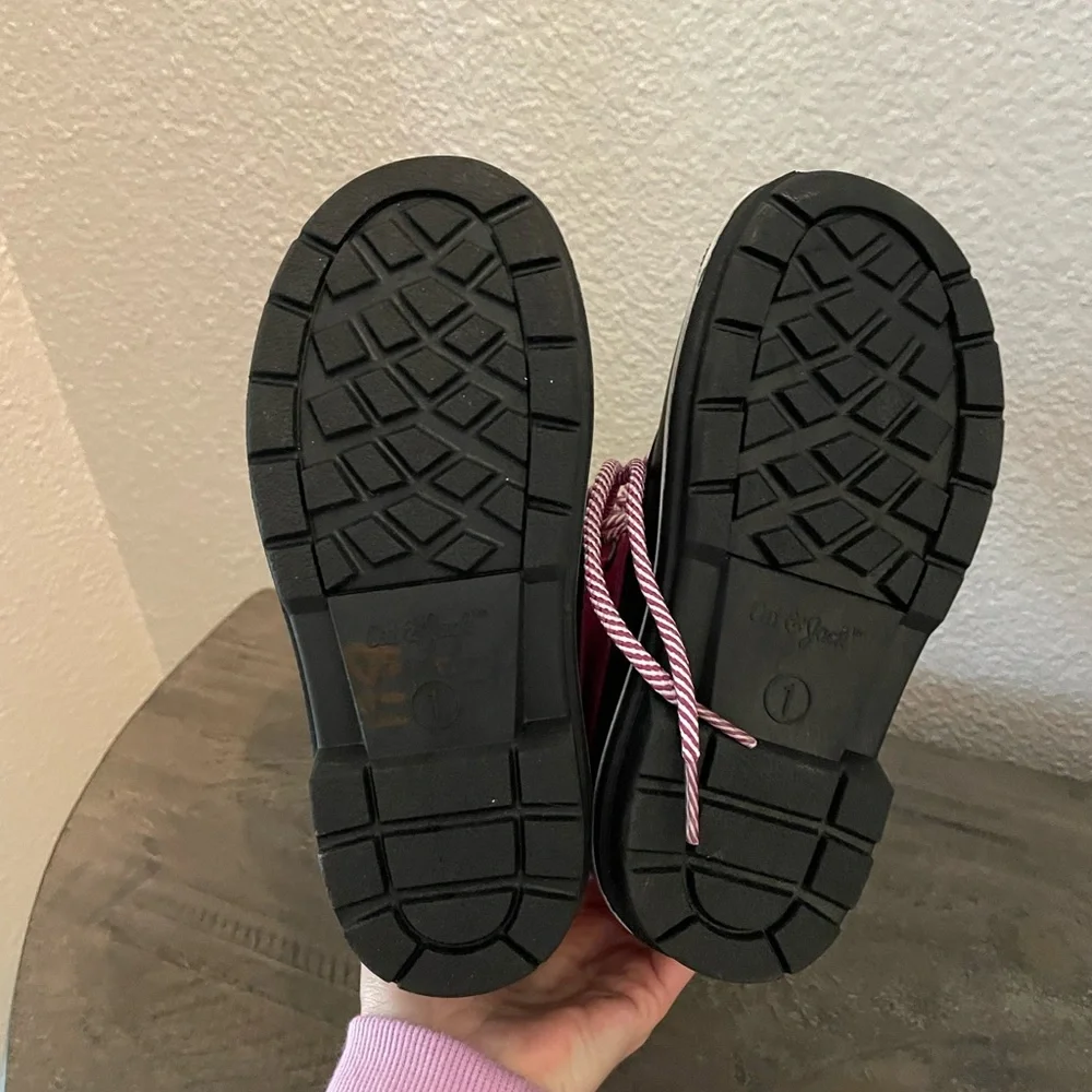 Cat & Jack Pink and Black Winter snow Boots with Faux Fur Lining
